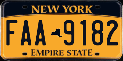 NY license plate FAA9182