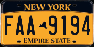 NY license plate FAA9194