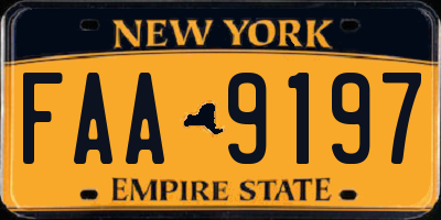 NY license plate FAA9197