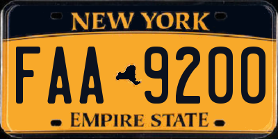 NY license plate FAA9200