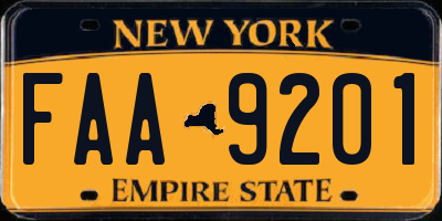 NY license plate FAA9201