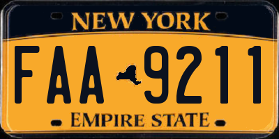 NY license plate FAA9211