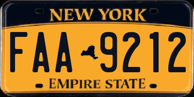 NY license plate FAA9212