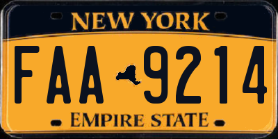 NY license plate FAA9214