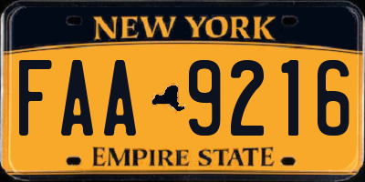 NY license plate FAA9216