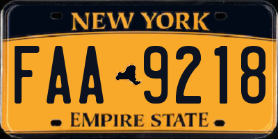 NY license plate FAA9218