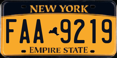 NY license plate FAA9219