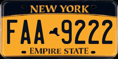 NY license plate FAA9222