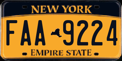 NY license plate FAA9224