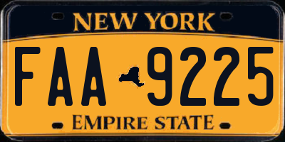 NY license plate FAA9225