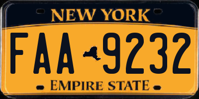NY license plate FAA9232