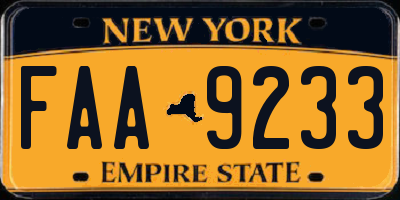 NY license plate FAA9233