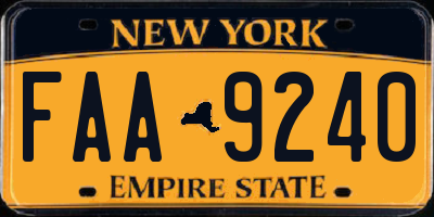 NY license plate FAA9240