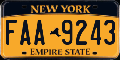 NY license plate FAA9243