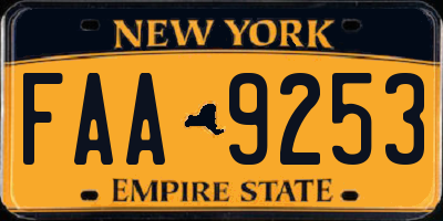 NY license plate FAA9253