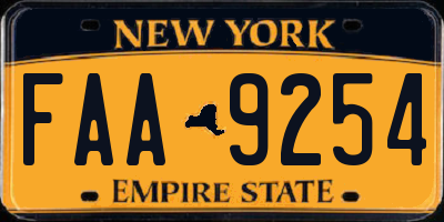 NY license plate FAA9254