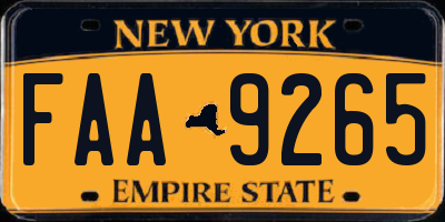 NY license plate FAA9265