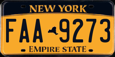 NY license plate FAA9273