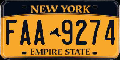 NY license plate FAA9274
