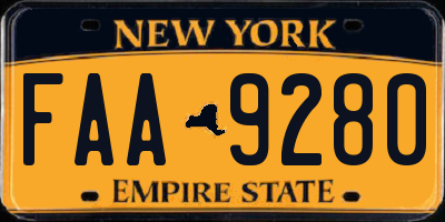 NY license plate FAA9280