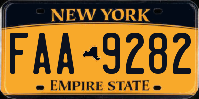 NY license plate FAA9282
