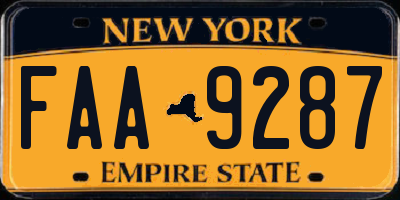 NY license plate FAA9287