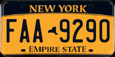 NY license plate FAA9290