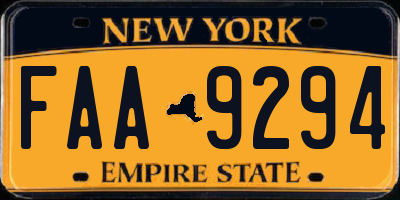 NY license plate FAA9294