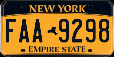 NY license plate FAA9298