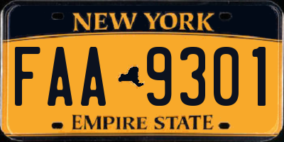 NY license plate FAA9301