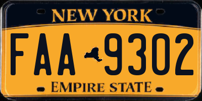 NY license plate FAA9302