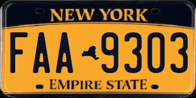 NY license plate FAA9303