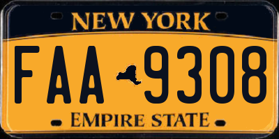 NY license plate FAA9308