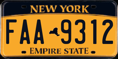 NY license plate FAA9312