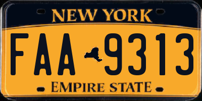 NY license plate FAA9313