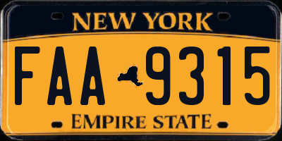 NY license plate FAA9315