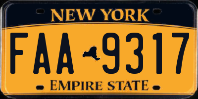 NY license plate FAA9317
