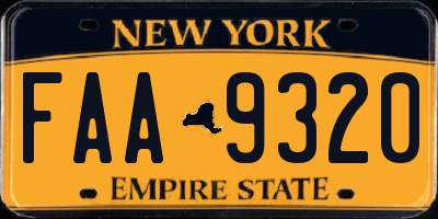 NY license plate FAA9320