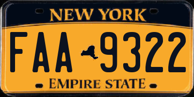 NY license plate FAA9322