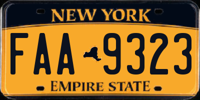 NY license plate FAA9323