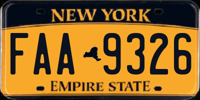 NY license plate FAA9326