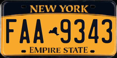 NY license plate FAA9343