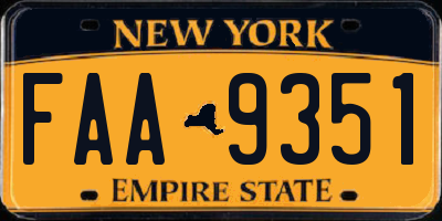 NY license plate FAA9351