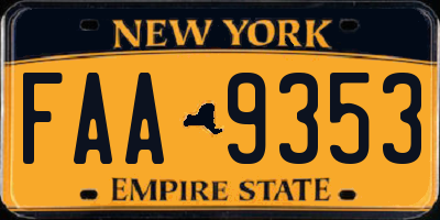 NY license plate FAA9353