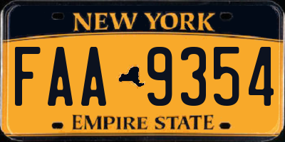 NY license plate FAA9354
