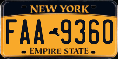 NY license plate FAA9360