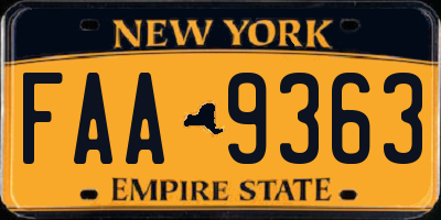 NY license plate FAA9363