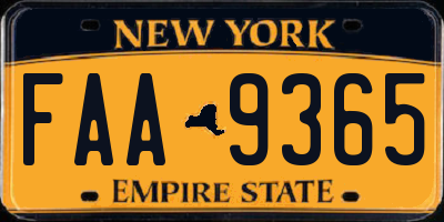 NY license plate FAA9365