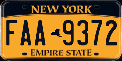 NY license plate FAA9372