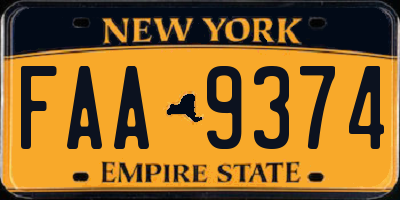 NY license plate FAA9374